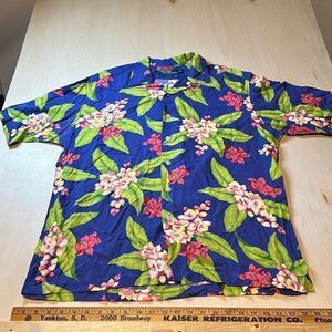 Vintage Y2K Ralph Lauren Shirt Men L Caldwell Short Sleeve Hawaiian Floral Overs